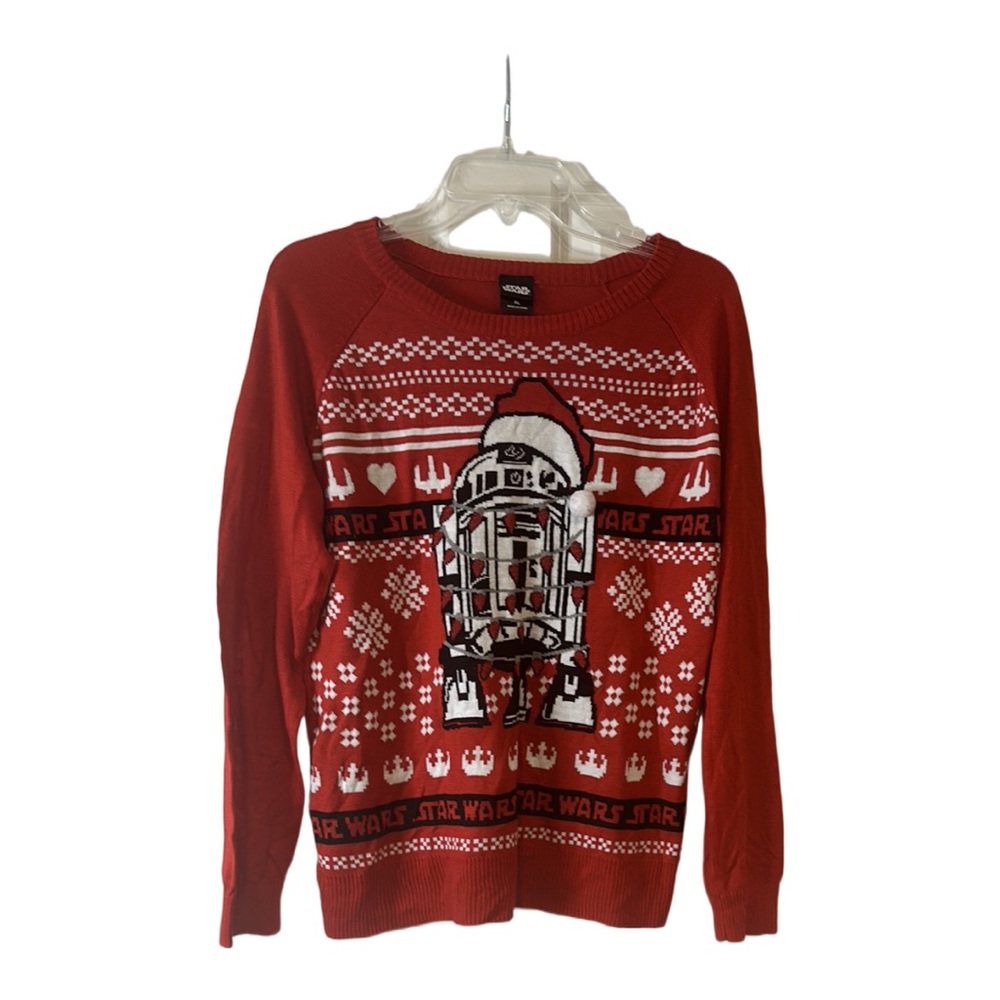 Star Wars Sz XL Red Crewneck Santa Hat Sweater